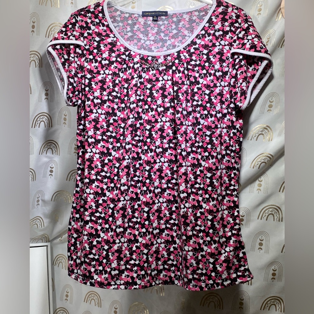 Adrienne Vittadini Pink and Black Patterned Textile